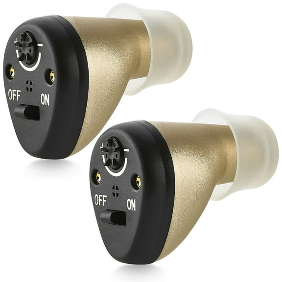 Hearing Amplifier for Seniors and Adults, Rechargeable CIC Complete-in-Canal Nearly Invisible Personal Sound Amplifier with Digital Noise Cancelling and Feedback Reduction Feature, Pair