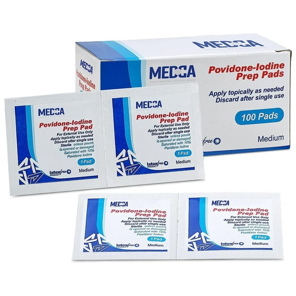 MEDca Iodine Prep Solution Pads 9.9 Fluid Ounces (100 Count (Pack of 1)