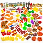 MEDca Kids Play Food Set - 130 Piece Pretend Play Food Collection Assorted Fake Set Includes Fruits