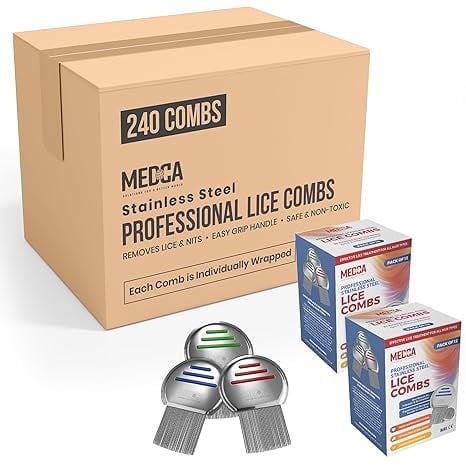 MEDca Lice Comb - Pack of 240, Stainless Steel Professional Head Lice Combs for Effective Lice and Nit Removal, Best for Kids & Adults