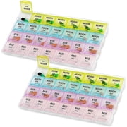 MEDca Monthly Large 7-Day Pill Organizer, Plastic, Multicolor 2 Pack