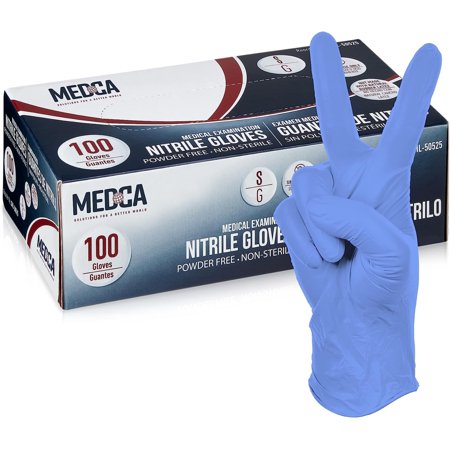 MEDca Nitrile Exam Gloves - 100 Count Box Disposable Non-Sterile Gloves, Non-Powder Rubber - Blue