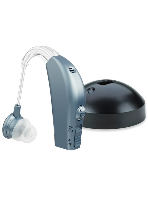 MEDca Rechargeable Behind the Ear Digital Hearing Amplifier, Modern Blue