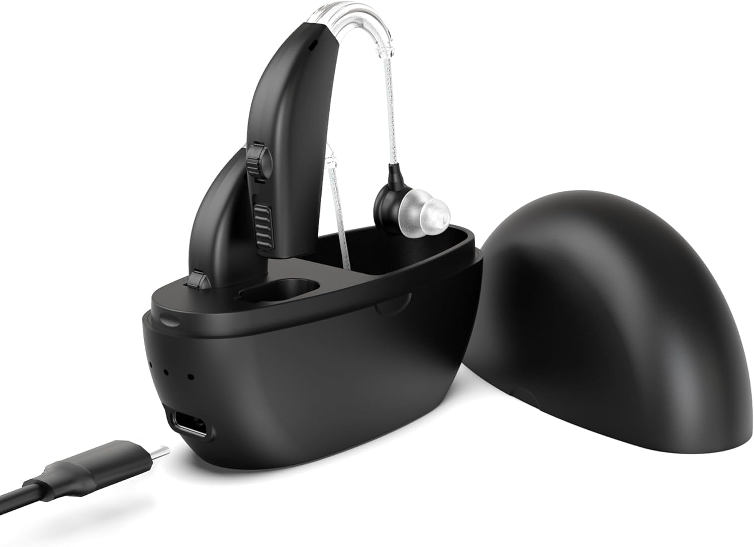 MEDca Rechargeable Digital Hearing Amplifier (Pair of 2) - Personal Hearing Enhancement Device with All-Day Battery Life, Active Digital Noise Reduction - Black