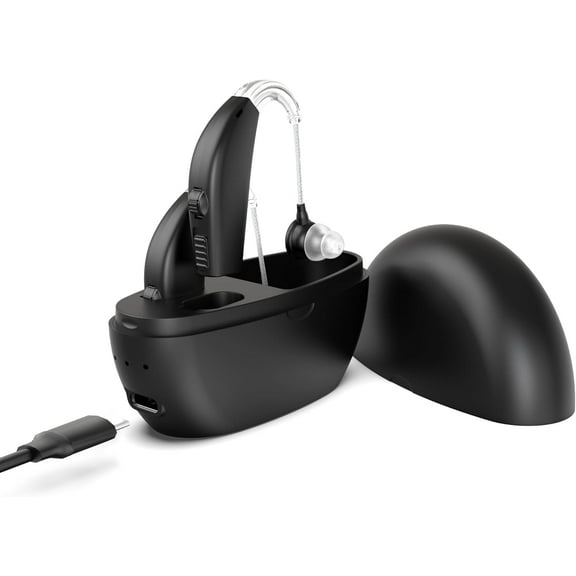 MEDca Rechargeable Digital Hearing Amplifier (Pair of 2) - Personal Hearing Enhancement Device with All-Day Battery Life, Active Digital Noise Reduction - Black