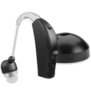MEDca Rechargeable Hearing Aid for Seniors, Personal Sound Amplifier, Black - Single Ear