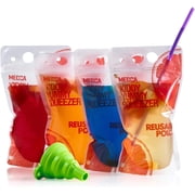 MEDca Reusable Drink Pouches - 50 Clear Zipper Drink Bags with 50 Straws - Leak-Free and BPA Free