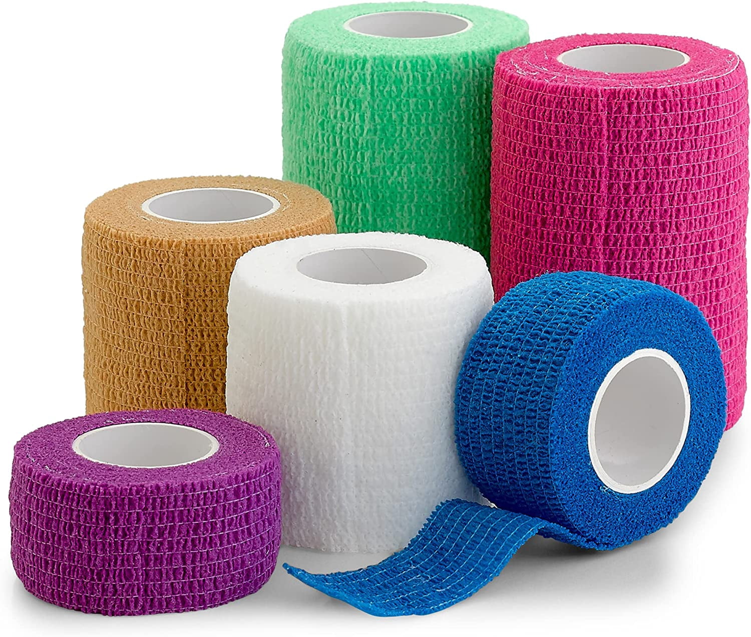 6-Pack Self-Adhesive Cohesive Bandage Wrap – Stretchy Gauze For Halloween Mummy Costumes, Sports Support, Pet First Aid (Non-Stick)