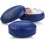 MEDca Small Pill Boxes, Pack of 2, Mini Compact Round Portable 4 Compartment Travel Pills Case Organizer, Vitamin and Medication Dispenser Holder for up to 4 Times a Day, BPA Free Pill Reminder