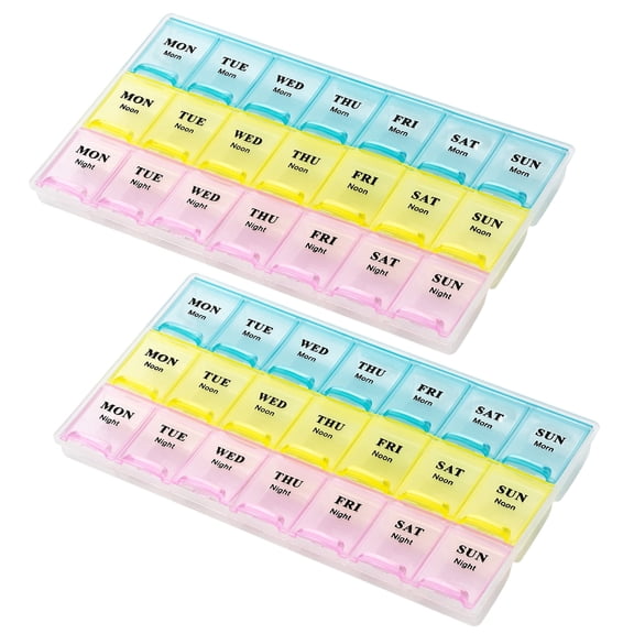 MEDca Weekly Pill Organizer (2 Pack) – 21-Day Stackable Pill Case, Plastic