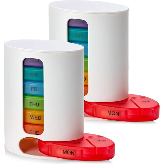 MEDca Weekly Pill Organizer, 7-Day Stackable Dispenser, 2-Pack