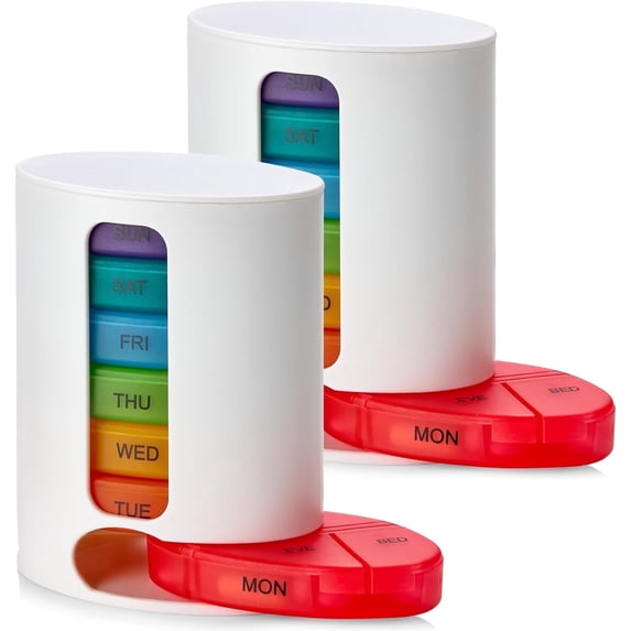 MEDca Weekly Pill Organizer, 7-Day Stackable Dispenser, 2-Pack