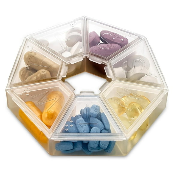 MEDca Weekly Pill Organizer 7-Sided Reminder Clear Round Shaped - Plastic