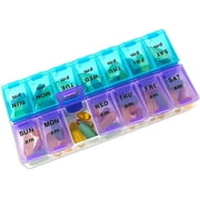 MEDca Weekly Pill Organizer, AM/PM-Twice a Day, Multicolor