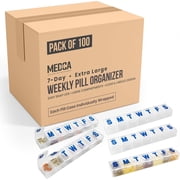 (100 Pack) MEDca 7-Day Extra Large Plastic Pill Organizer, Weekly Pill Planner, Frosted