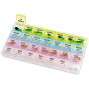 Pill Organizer - Large Pill Organizer with Weekly and Daily 4-Times-A-Day Compartments for Morning, Noon, Evening, Night