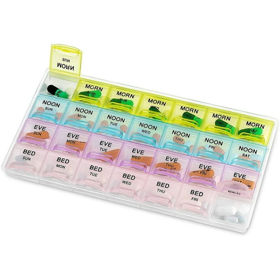 MEDca Weekly Pill Organizer - Large, Clear, 7-Day Medication Container