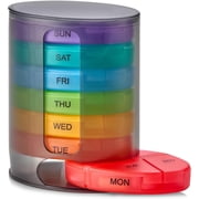 MEDca Weekly Pill Case ، 7 مقصورات قابلة للتكديس ، 4 مرات يوميًا ، قوس قزح