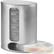 MEDca Weekly Stackable AM/PM Pill Organizer, Easy Dispensing, Silver (1 Pack)