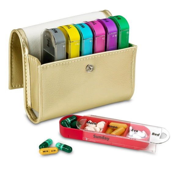 MEDca Weekly Travel Organizer Prescription Medication Wallet Pill Box. 7 Days a Week