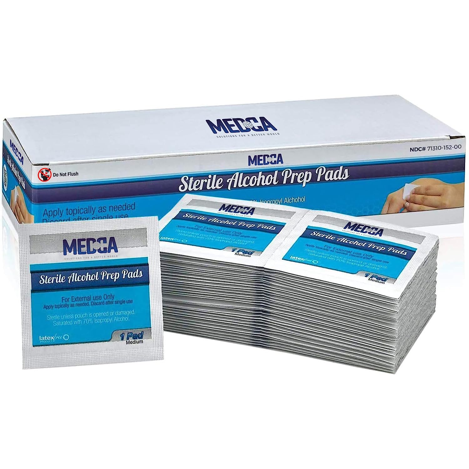 MEDca Wipes Sterile Alcohol Prep Sanitizer Swab Cotton Pads 500 Count - image 1 of 8