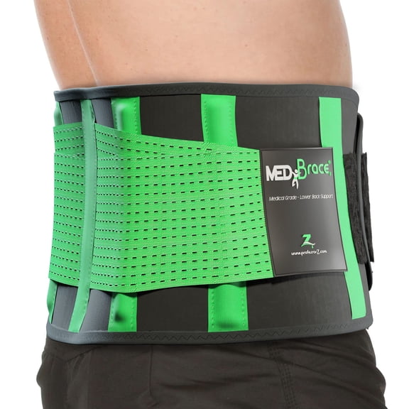 MEDiBrace Back Support Belt Back Brace for Lower Lumbar Pain Relief for Men and Women - Sciatica Nerve Scoliosis Disc or Lifting at Work 21" to 30" (54-76cm) Small Spring Green