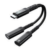 MEE audio USB-C Audio & Charging Splitter Dual Type-C Headphone & Charger Adapter for iPhone/Android