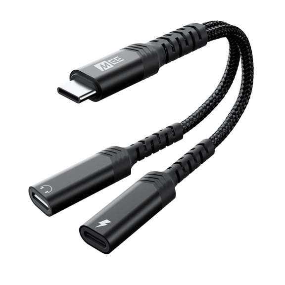 MEE audio USB-C Audio & Charging Splitter Dual Type-C Headphone & Charger Adapter for iPhone/Android