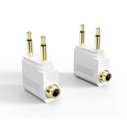 MEE audio Airplane Headphone Adapter for In-Flight Entertainment Systems (2 Pack), White