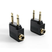 MEE audio Airplane Headphone Adapter for In-Flight Entertainment Systems 2 Pack, Black