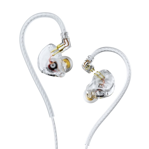 MEE audio CORE 3 Triple-Driver Hybrid In-Ear Monitor Wired Headphones, Dynamic Subwoofer + 2 Balanced Armatures for Reference Sound, Detachable Cable IEMs Earbuds for Musicians, Gaming, 3.5mm, Clear