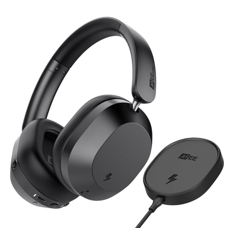 MEE audio - Cinema 3D Noise Canceling BT Over-the-Ear HP with Charging Pad & Spatial Audio for BT-Enabled TVs and Other Devices - Black