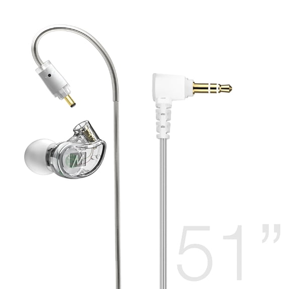 MEE audio M6 Single Left Side Earbud, One Wired Earphone with Earhook, 51" Cable, 3.5mm Plug (Clear)
