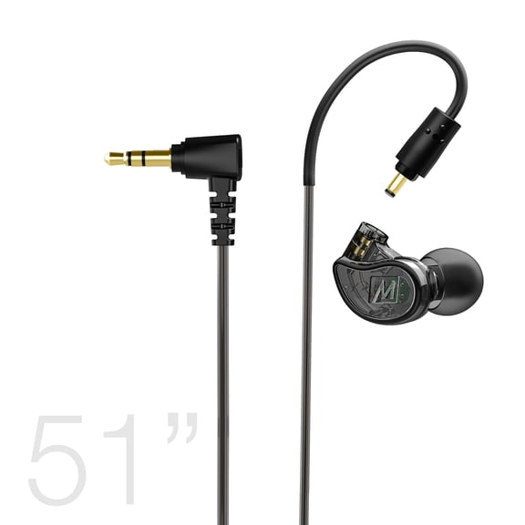 MEE audio M6 Single Right Side Earbud, One Wired Earphone w/ Earhook, 51" Cable, 3.5 mm Plug (Black)