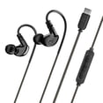 thumbnail image 1 of MEE audio M6 Sport USB-C Wired Earbuds with Memory Wire Earhooks with Mic & 3-Button Remote Headset for iPhone 17 & USB Type C Devices (Black), 1 of 7