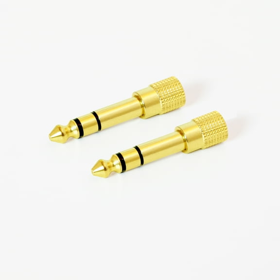 MEE audio Quarter Inch Stereo Audio Adapter, 3.5mm (1/8") Female to 6.3mm (1/4") Male Converter (2 Pack)