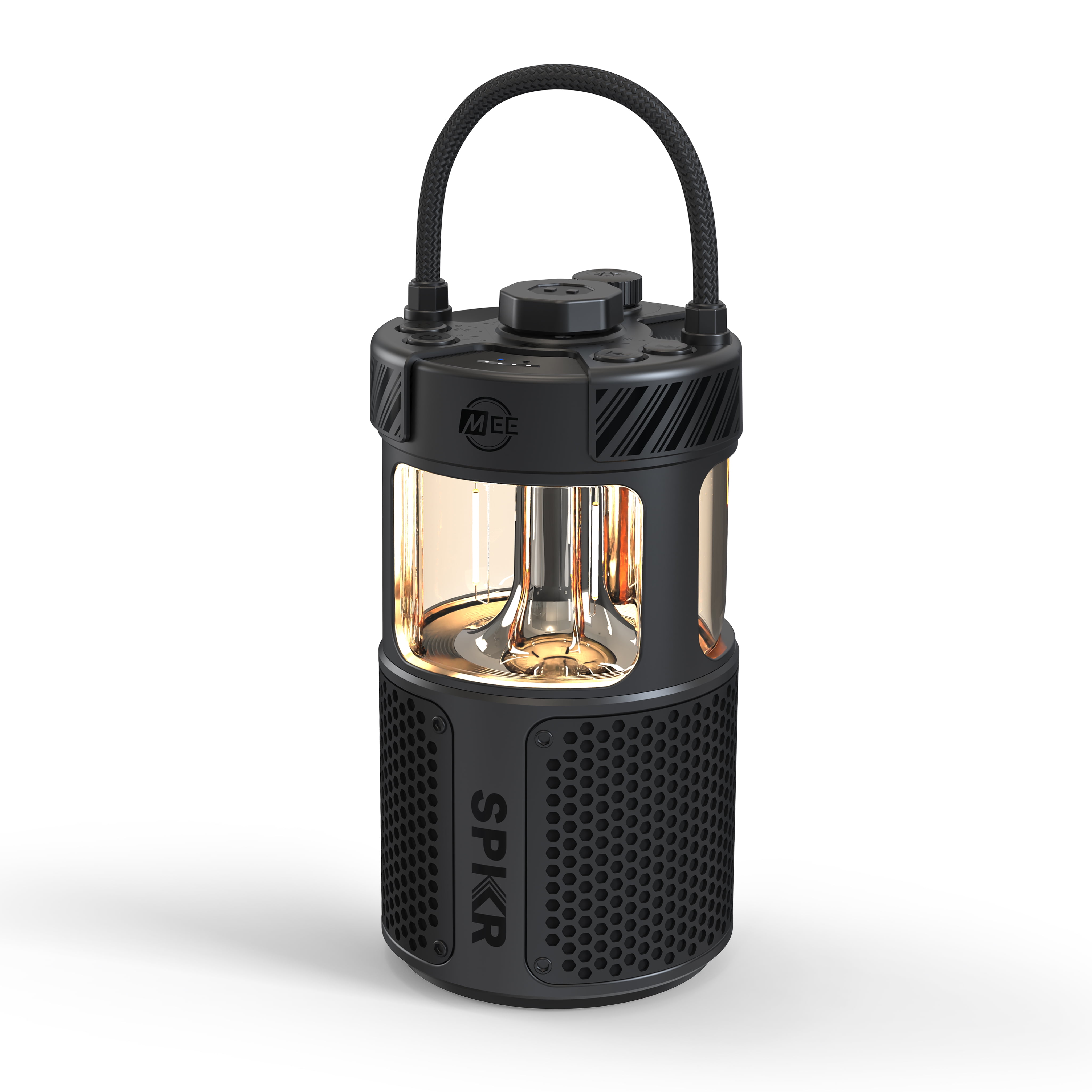 MEE audio lightSPKR Bluetooth Wireless Speaker with Camping Lantern, Rated IPX6 (Midnight Black)