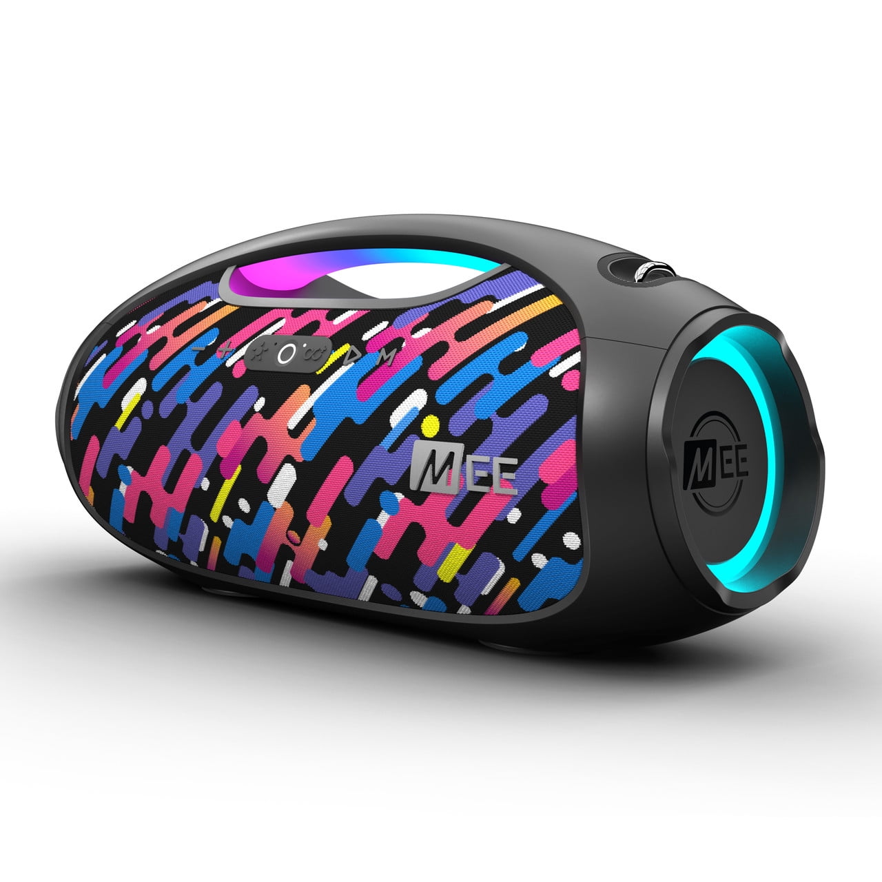 MEE audio partySPKR Bluetooth Wireless Speaker with Dynamic LED Lighting, 2 Subwoofers for Powerful Sound, Connect 100+ Together; Large Yet Portable for Indoors/Outdoors (Colorful)