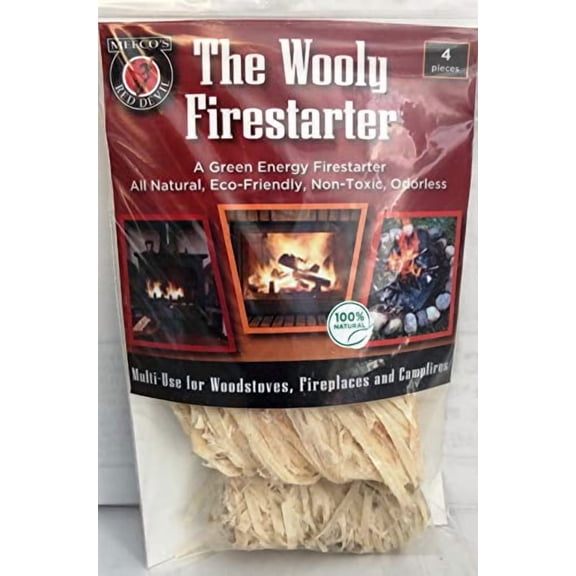 MEECO'S Red Devil Charcoal Starters - All Natural Wooly Firestarters - 4 Pack - Wool