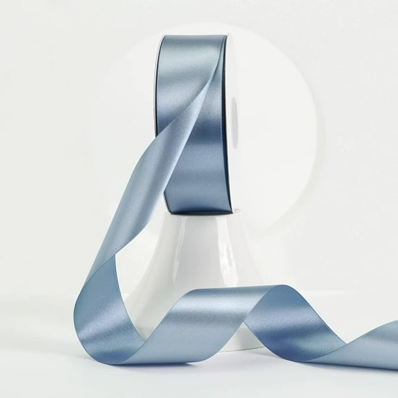 MEEDEE Dusty Blue Satin Ribbon 1-1/2 Inch Lux Double Faced Ribbons By 50 Yards Polyester for Crafts, Weddings, Flower Bouquet, Holiday Decorating