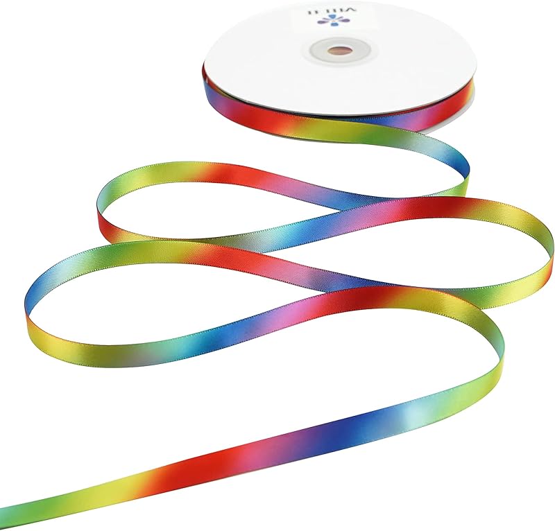 MEEDEE Rainbow Ribbon Solid Color Assortment 10 Colors Double Face ...