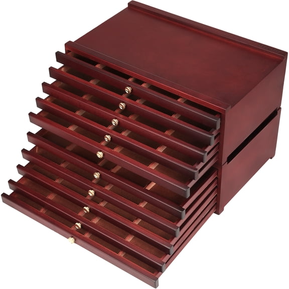 MEEDEN 10 Drawer Wood Art Supply Storage Box, Beech Wood Multi-Function Art Supply Organizer, Artist Tool and Brush Storage Box, Walnut Color
