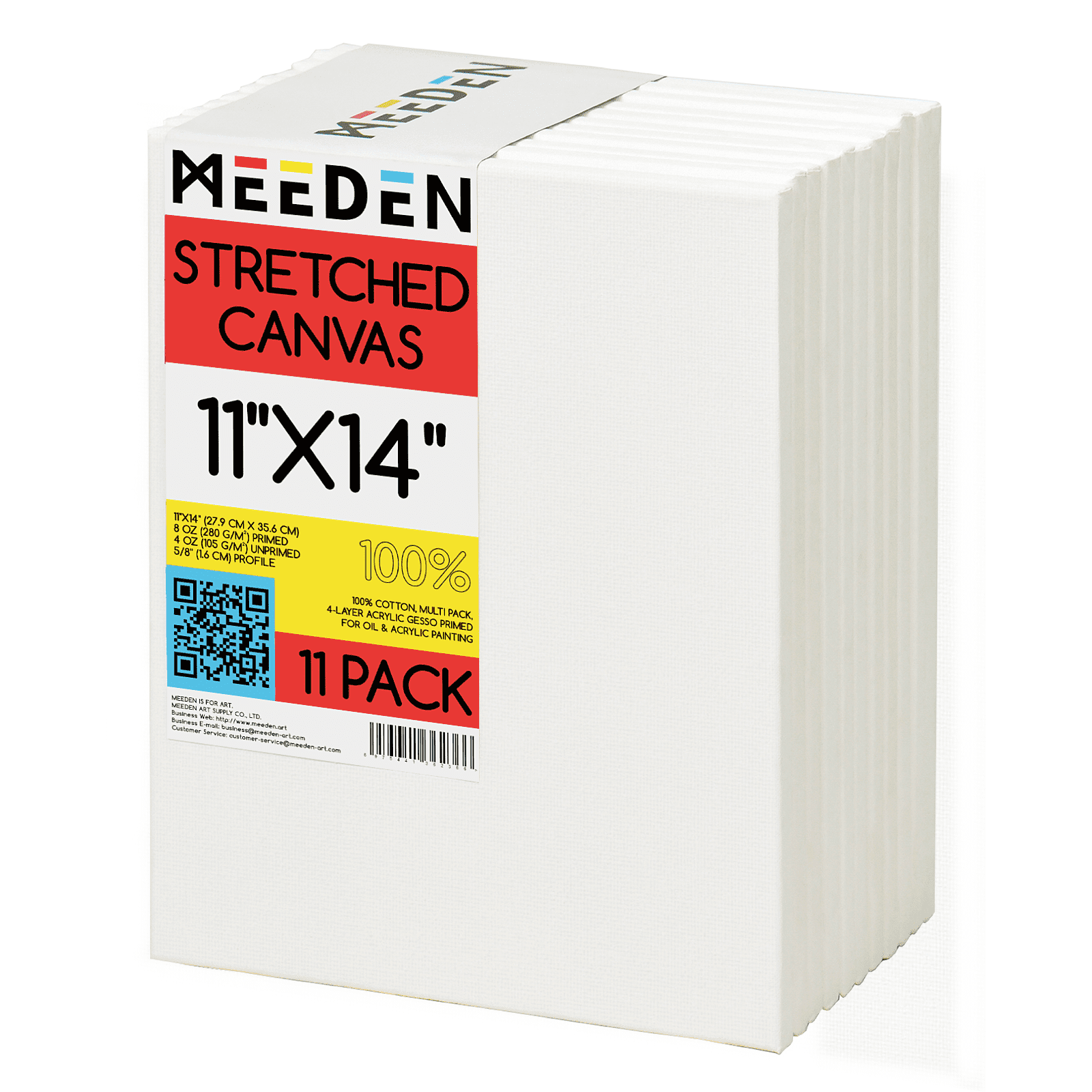 MEEDEN 100% Cotton Stretched Canvas, 11 x 14 In, 11 Packs