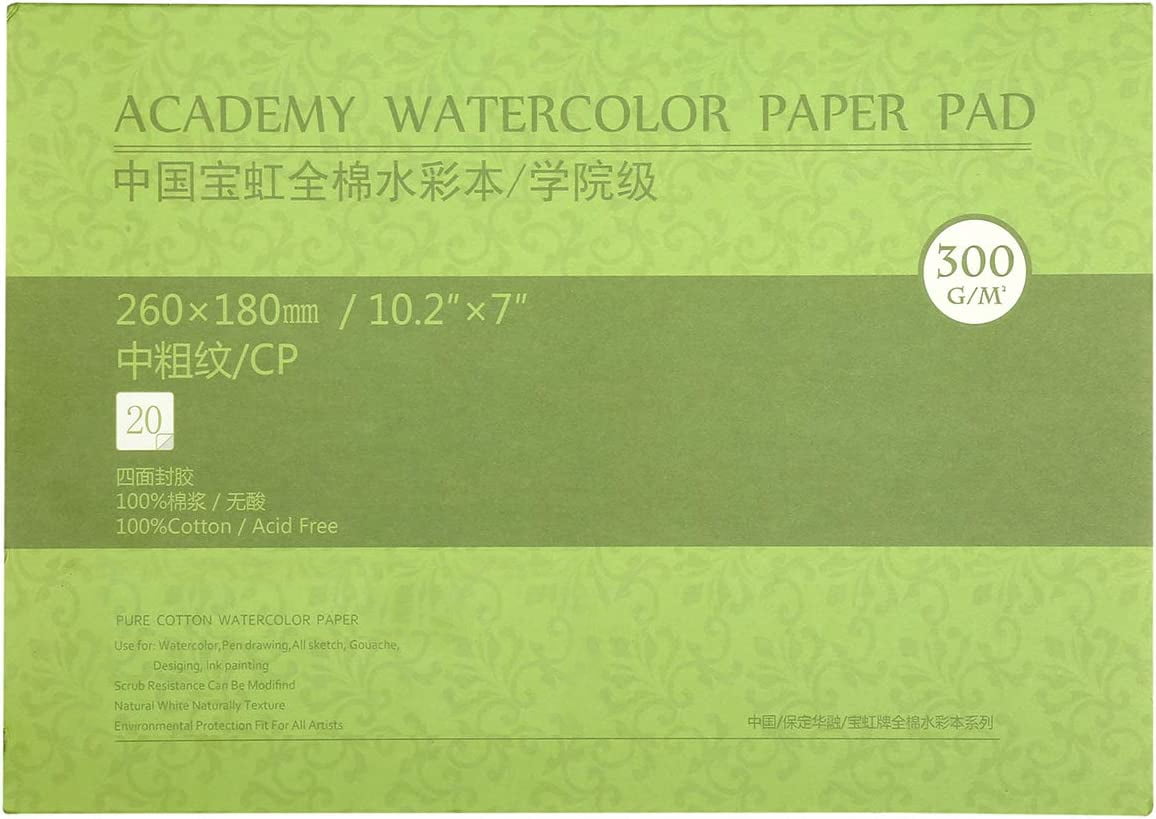 MEEDEN Watercolor Paper Block, 100% Cotton Watercolor Paper Pad of 20  Sheets, 140lb/300gsm, Acid-Free Art Paper for Watercolor, Gouache, Ink and  More