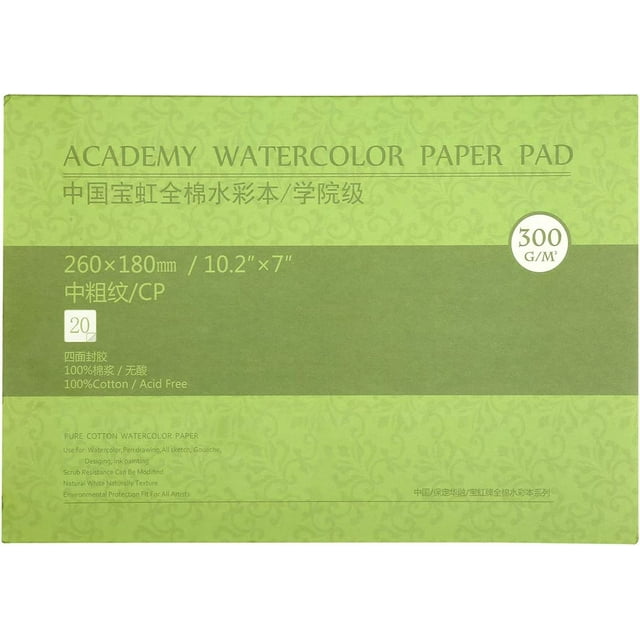 "MEEDEN 100 Cotton Heavyweight Textured Watercolor Paper, 10X7"" Pad, Cold Pressed, 20 Sheets