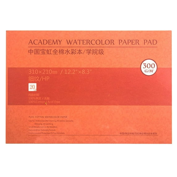 MEEDEN 100% Cotton Watercolor Paper Pad, 9×12" Watercolor Paper Block , Hot Press, 140lb/300gsm, 20 Sheets for Painting & Drawing, Wet, Mixed Media