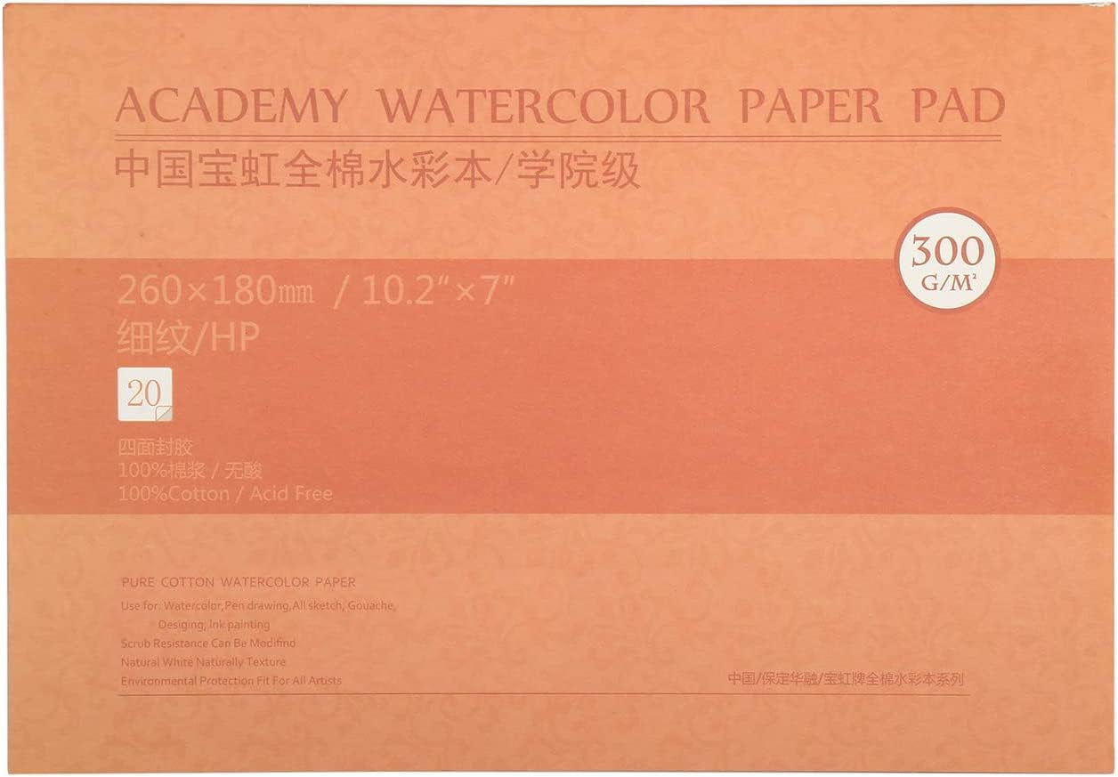 MEEDEN 10X7" Watercolor Paper Block, 100 Cotton Watercolor Pad, 20