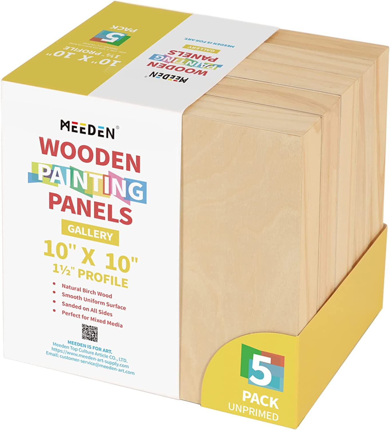 MEEDEN 10x10" Wood Panels for Painting, Artist Unfinished Wooden Canvas