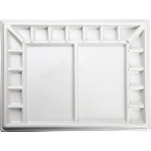 MEEDEN 17 Well Ceramic Paint Palette, Porcelain Watercolor Palette, Artist Paint Mixing Palette