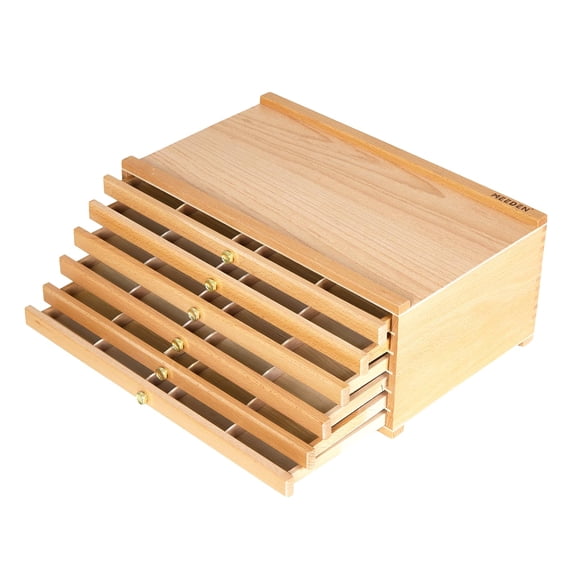 MEEDEN 6 Drawer Wood Artist Supply Storage Box, Beech Wood Multi-Function Art Supply Organizer, Artist Tool and Brush Storage Box
